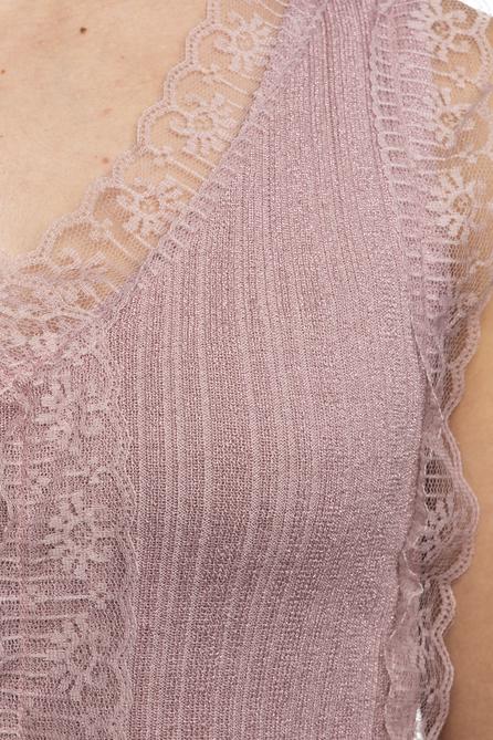 Canotta Donna M211IL00 con pizzo smanicata Rosa YES ZEE- Francavilla Moda
